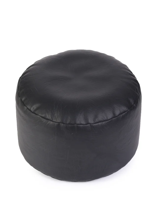 Kaikoo Black Faux Leather Footstool