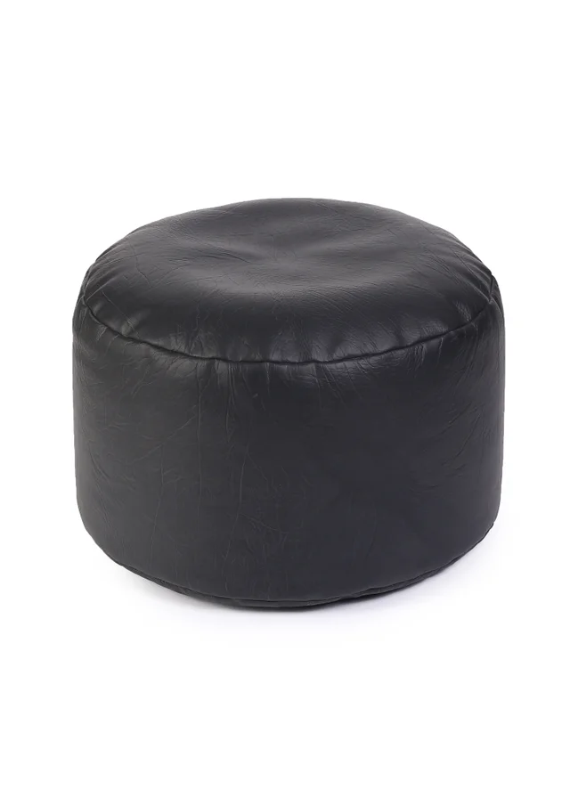 Kaikoo Black Faux Leather Footstool
