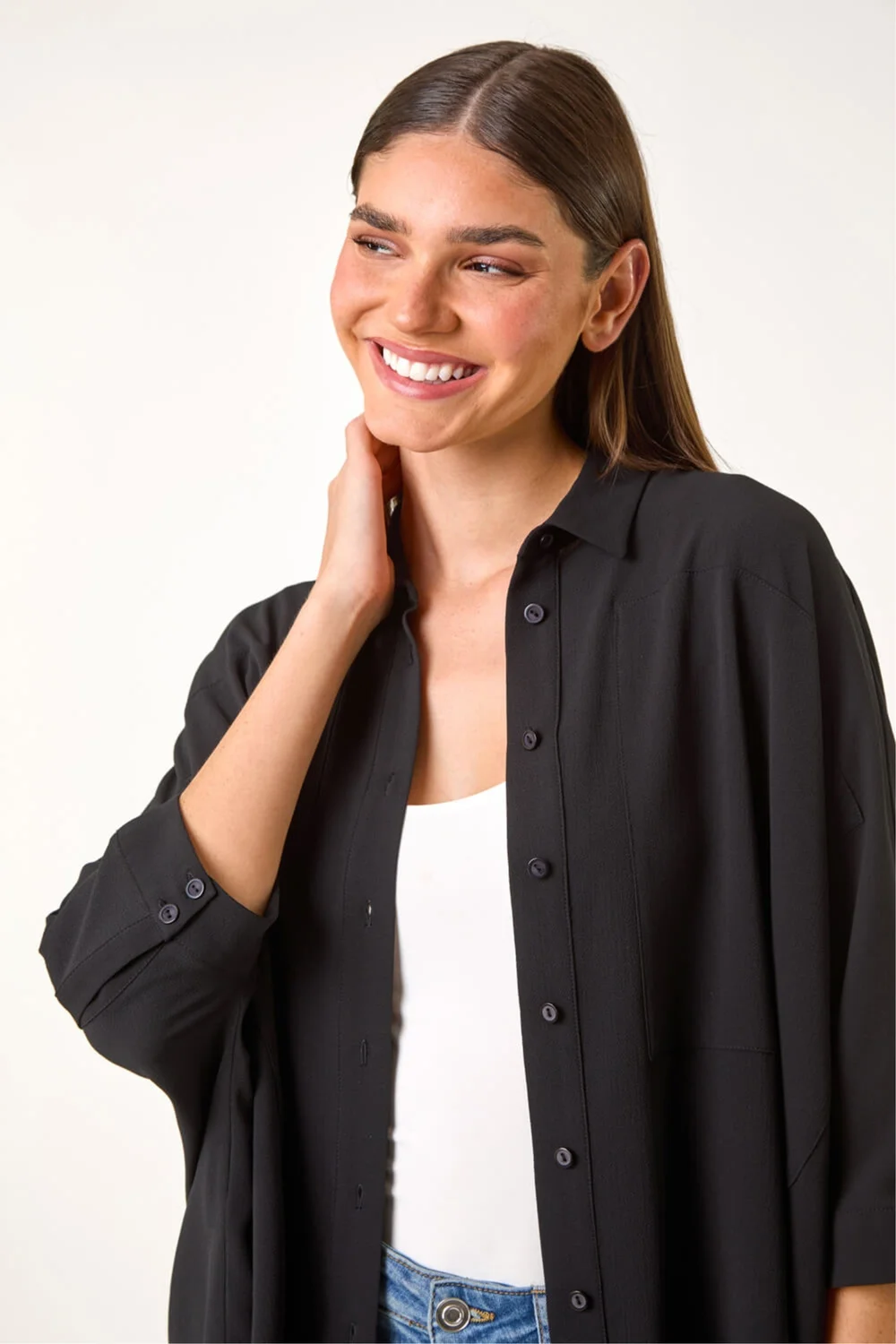 Roman Black Relaxed Smart Stretch Shirt - Size 10 Image 4