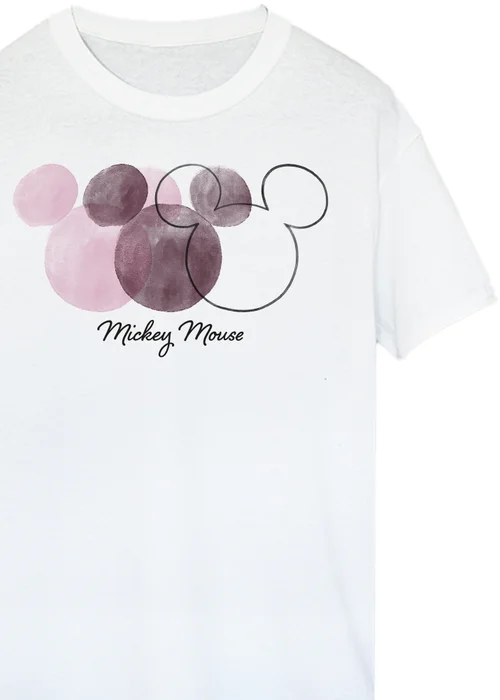 Spiral Galaxy Disney Mickey Mouse 3 Heads White Boyfriend Fit Graphic T-Shirt - M Image 2