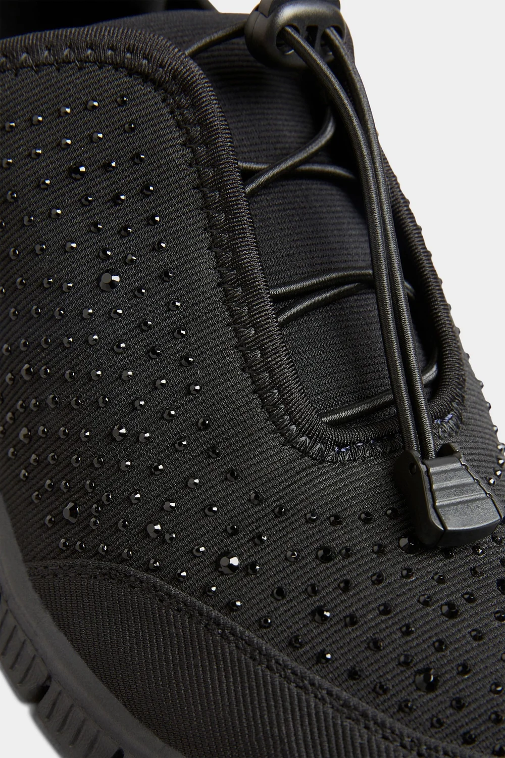 Yours Black Embellished Drawcord Trainers In Wide E Fit - 6 Wide Image 5