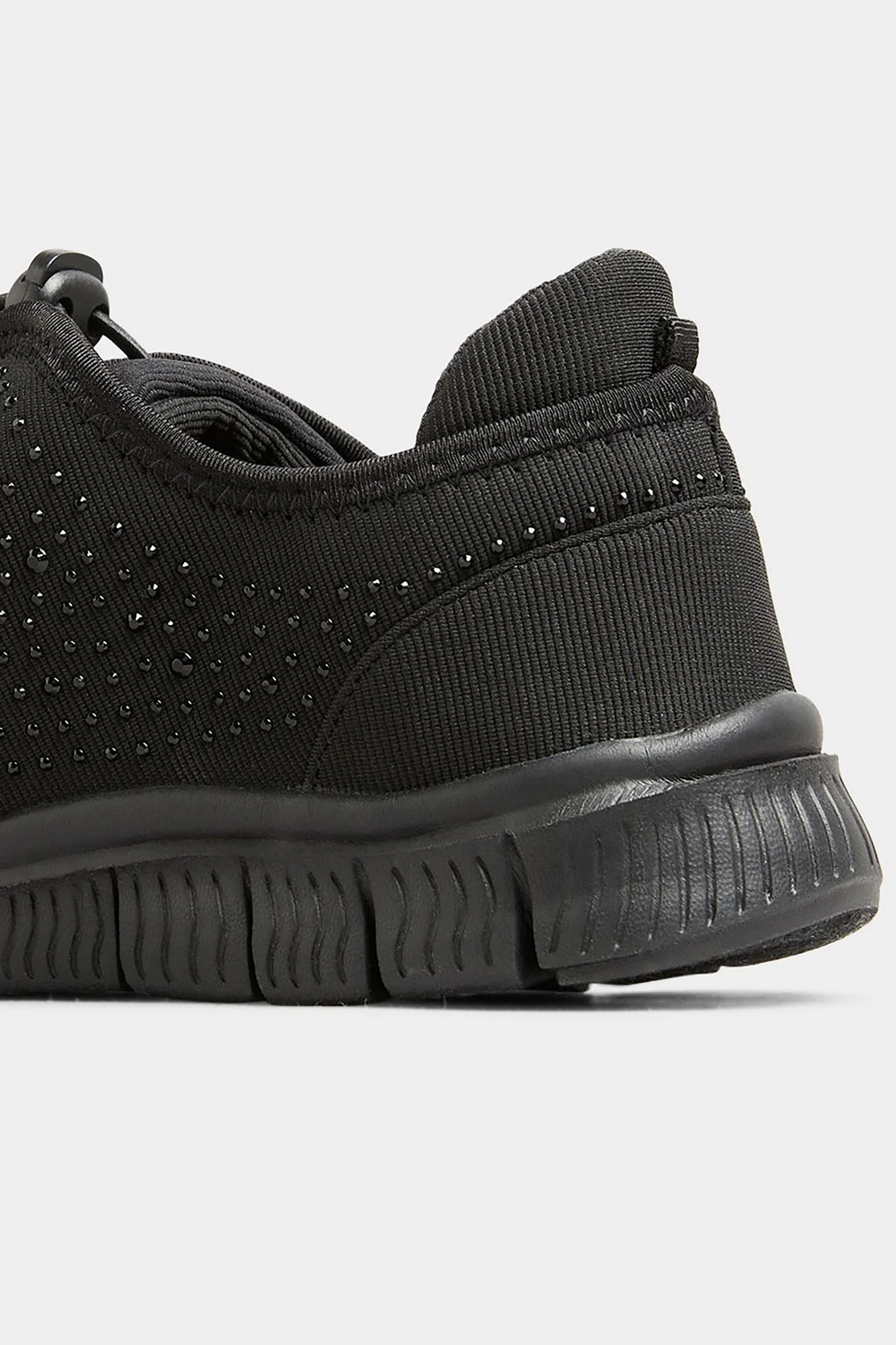 Yours Black Embellished Drawcord Trainers In Wide E Fit - 6 Wide Image 4