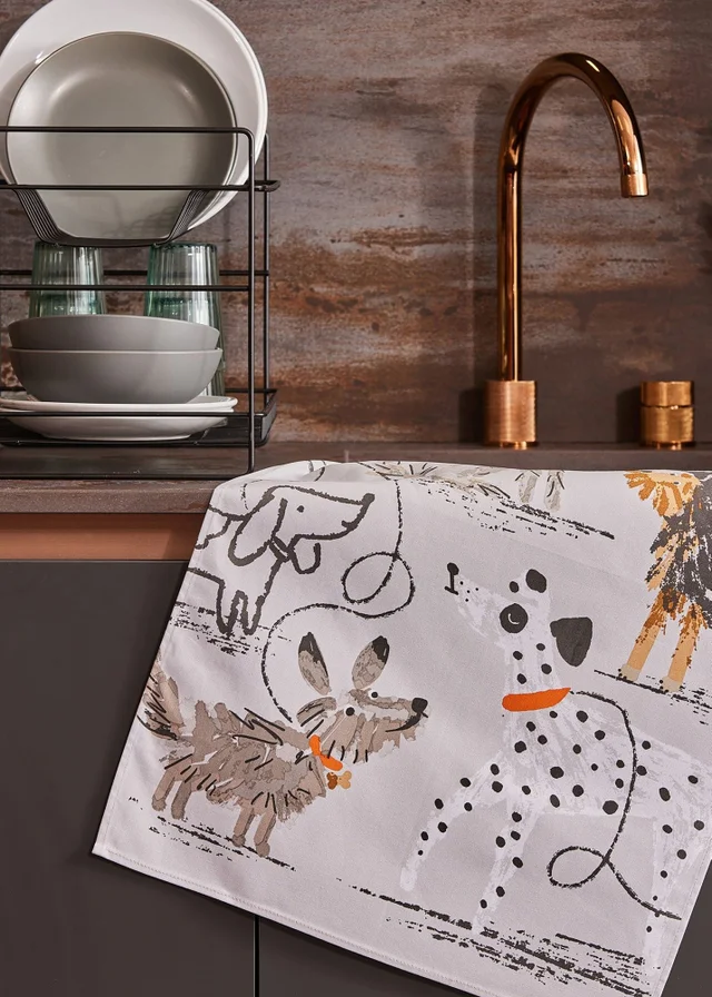 Ulster Weavers Dog Days Grey Tea Towel - Cotton