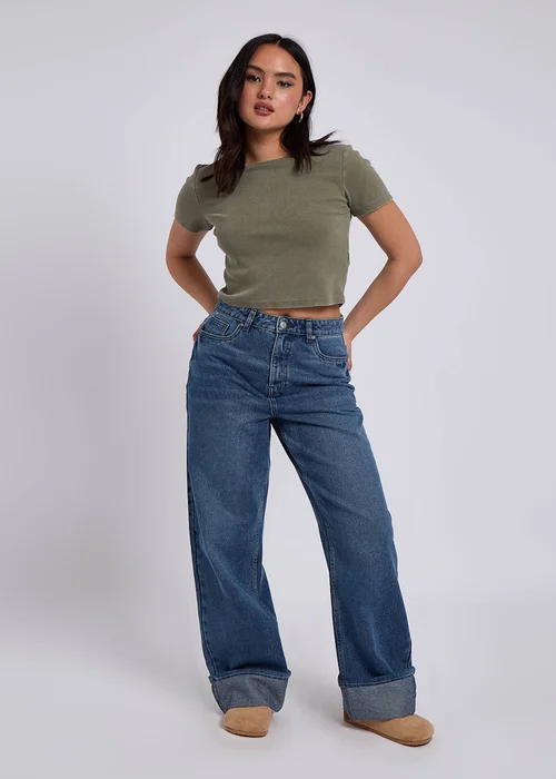 Urban Bliss Mid Blue Turn Up Jeans - 8 Image 2