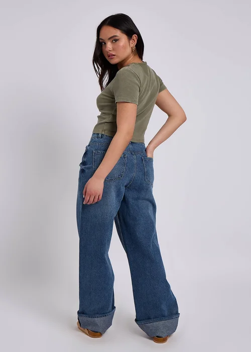 Urban Bliss Mid Blue Turn Up Jeans - 8 Image 4