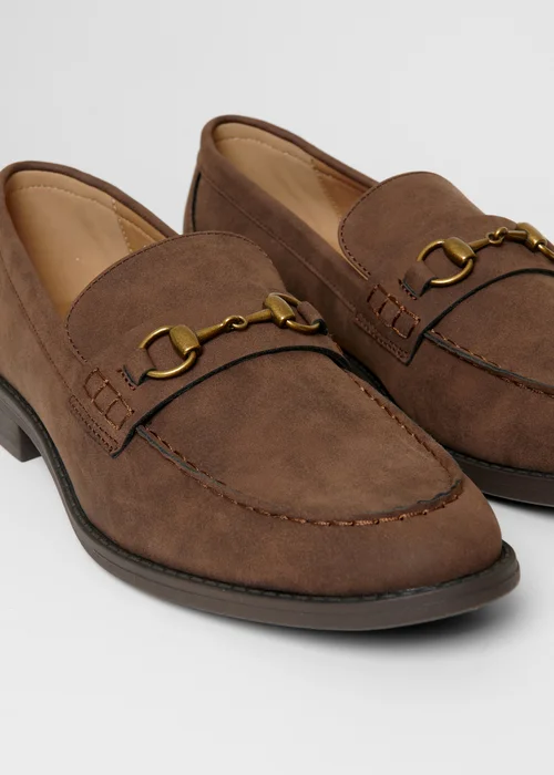 Threadbare Chocolate Faux Leather Snaffle Loafers - 7 Image 2
