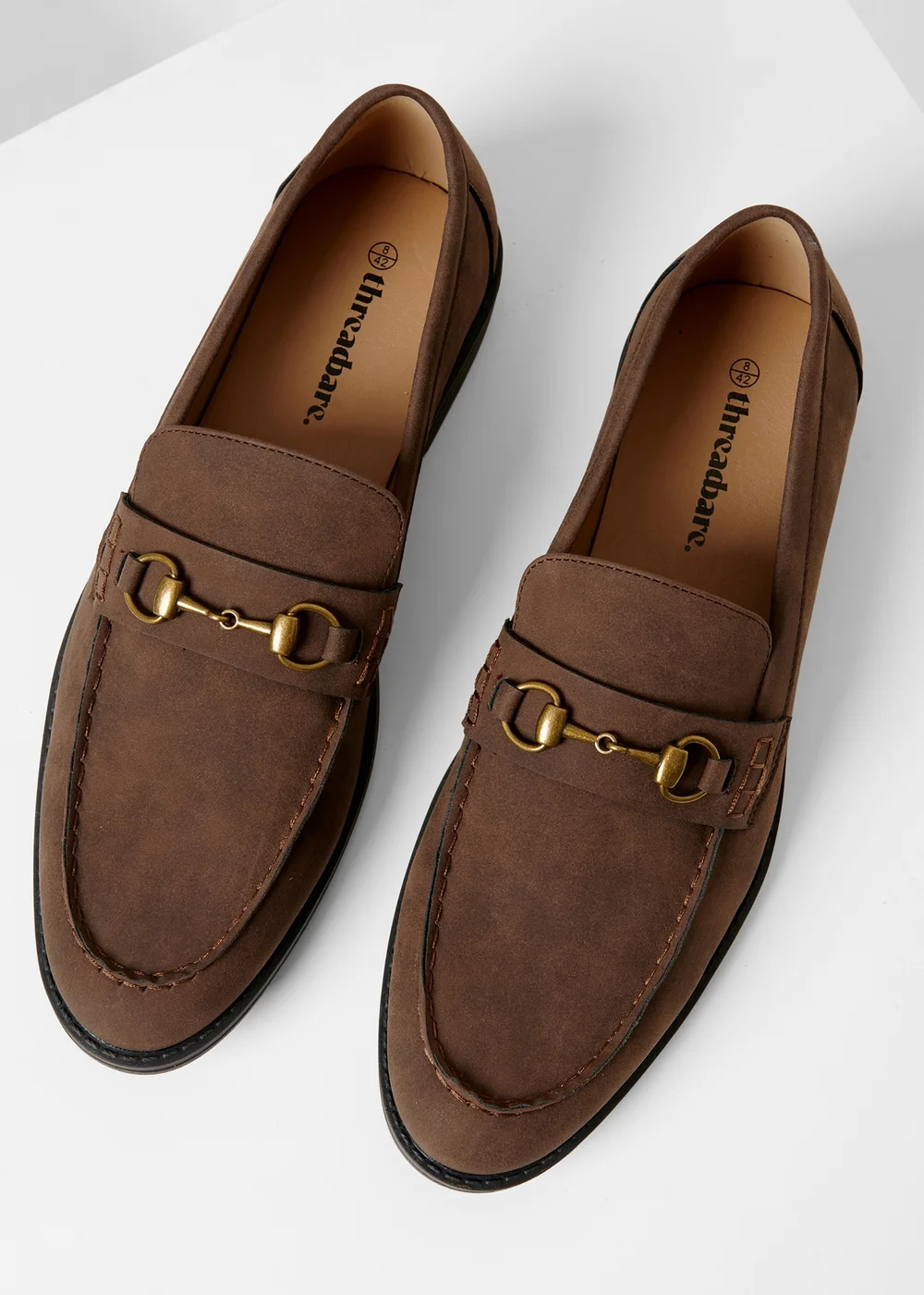 Threadbare Chocolate Faux Leather Snaffle Loafers - 7 Image 1