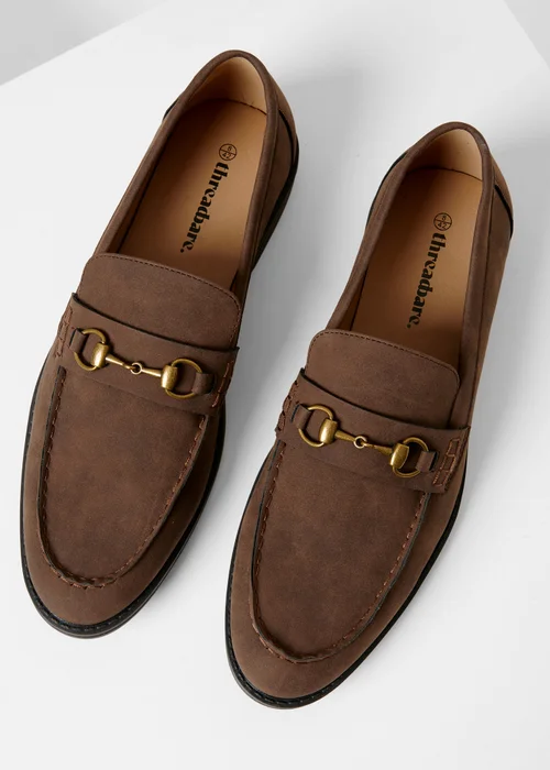 Threadbare Chocolate Faux Leather Snaffle Loafers - 7 Image 1