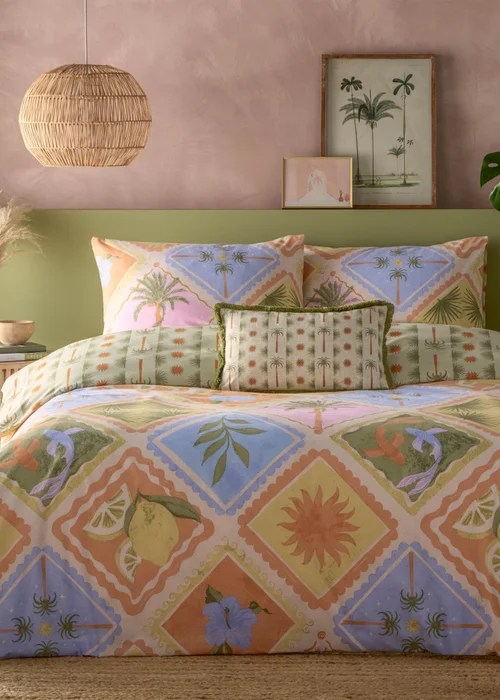 furn. Tropicala Printed Multicoloured Duvet Cover Set - Single Image 1