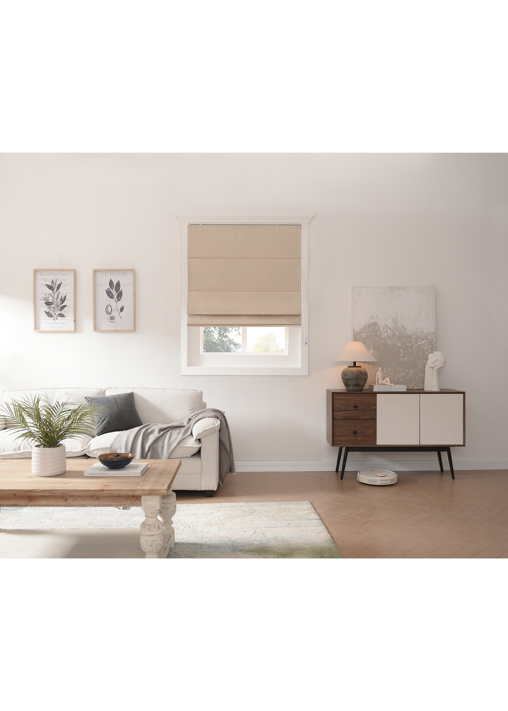 Little Black Book Natural Blackout Roman Blind - 60x140cm Image 1
