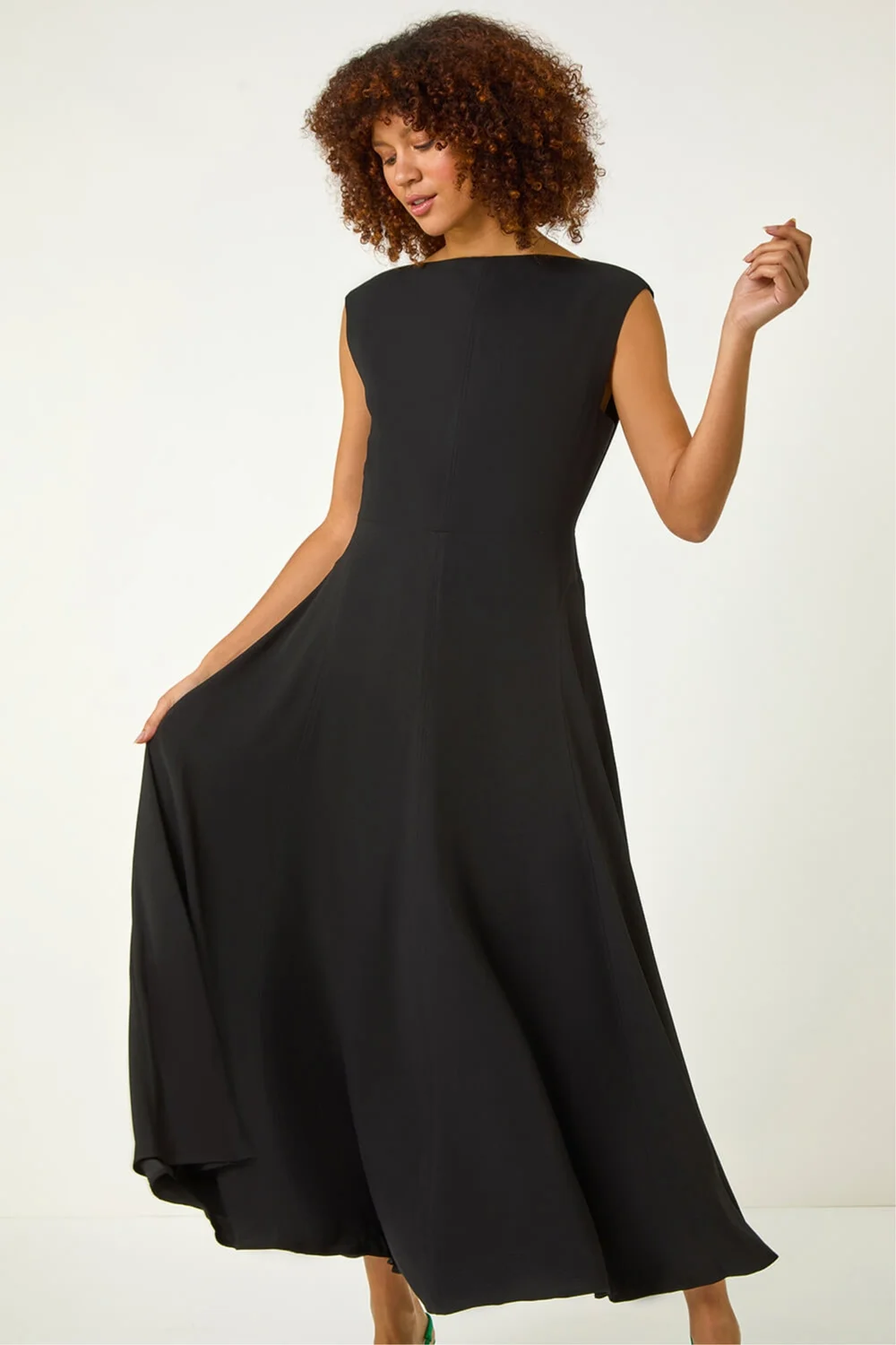 Roman Black Fit & Flare Maxi Dress - 20 Roman Black Fit & Flare Maxi Dress - 20