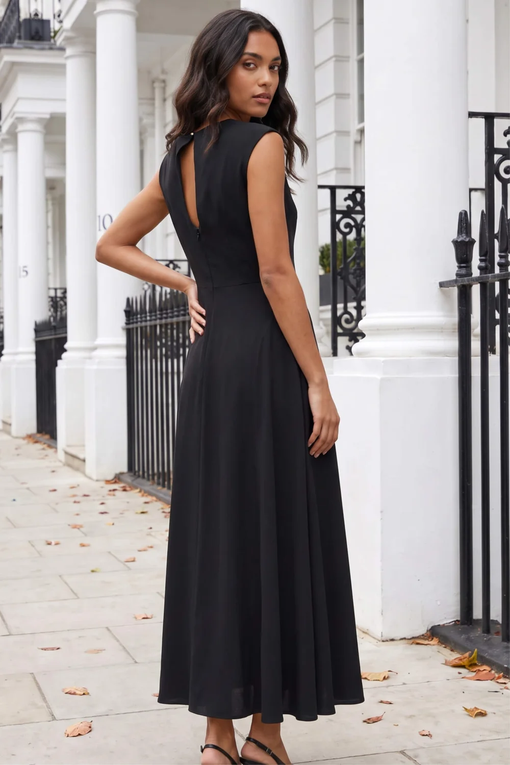 Roman Black Fit & Flare Maxi Dress - 20 Image 3