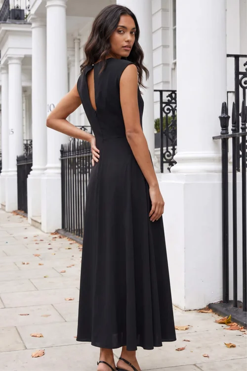 Roman Black Fit & Flare Maxi Dress - 20 Image 3
