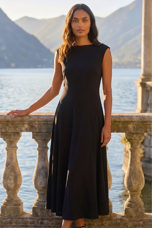 Roman Black Fit & Flare Maxi Dress - 20 Image 2