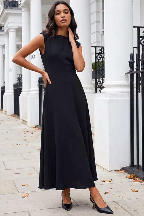 Roman Black Fit & Flare Maxi Dress - 20 Image 1