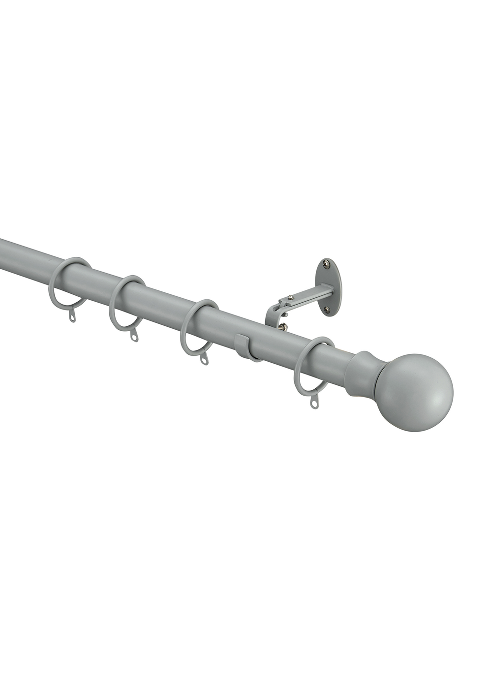 Little Black Book Grey Extendable Ball Curtain Pole - 70-120cm Image 3