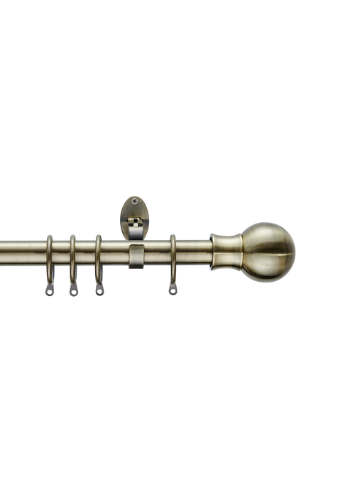 Little Black Book Antique Brass Extendable Ball Curtain Pole - 70-120cm Image 1