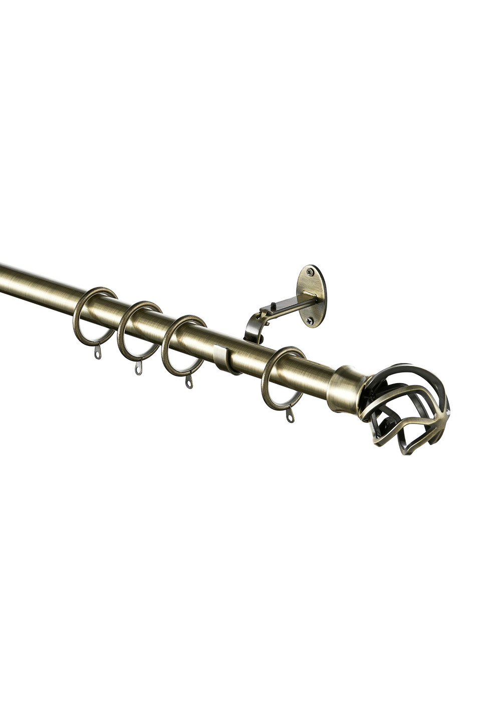 Little Black Book Antique Brass Extendable Caged Ball Curtain Pole - 70-120cm Image 3