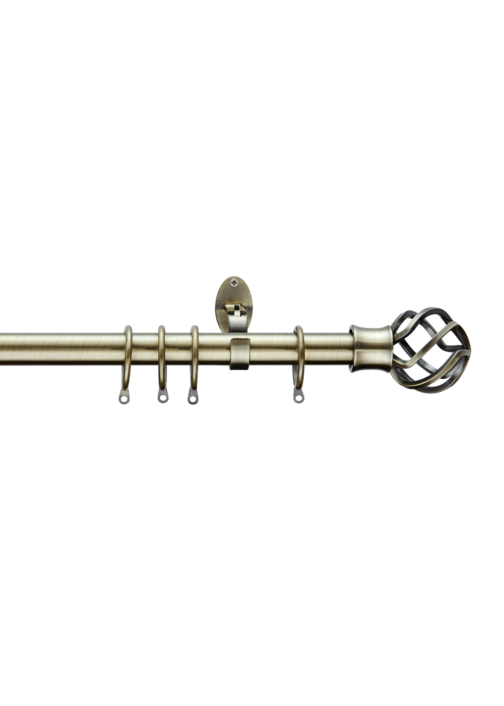 Little Black Book Antique Brass Extendable Caged Ball Curtain Pole - 70-120cm Image 1