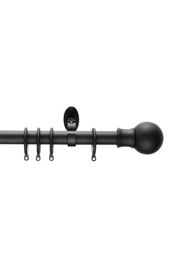Little Black Book Matt Black Extendable Ball Curtain Pole