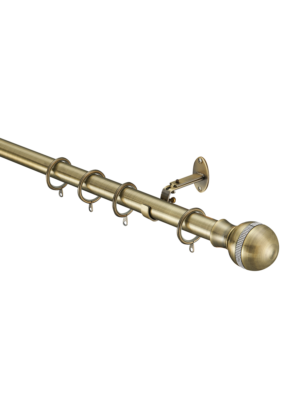 Little Black Book Antique Brass Extendable Diamante Ball Curtain Pole - 70-120cm Image 3
