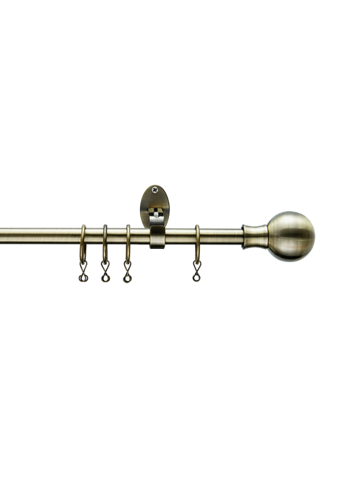 Little Black Book Antique Brass Extendable Ball Curtain Pole - 70-120cm Image 1