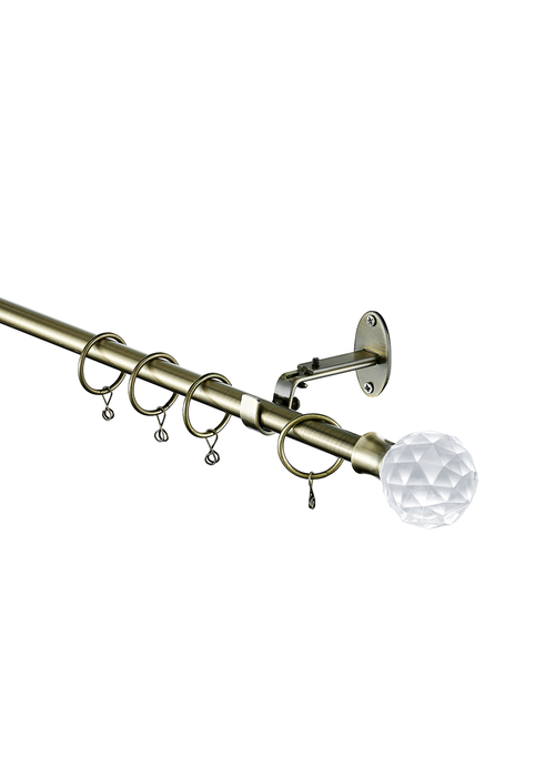 Little Black Book Antique Brass Extendable PS Faceted Ball Curtain Pole - 70-120cm Image 3