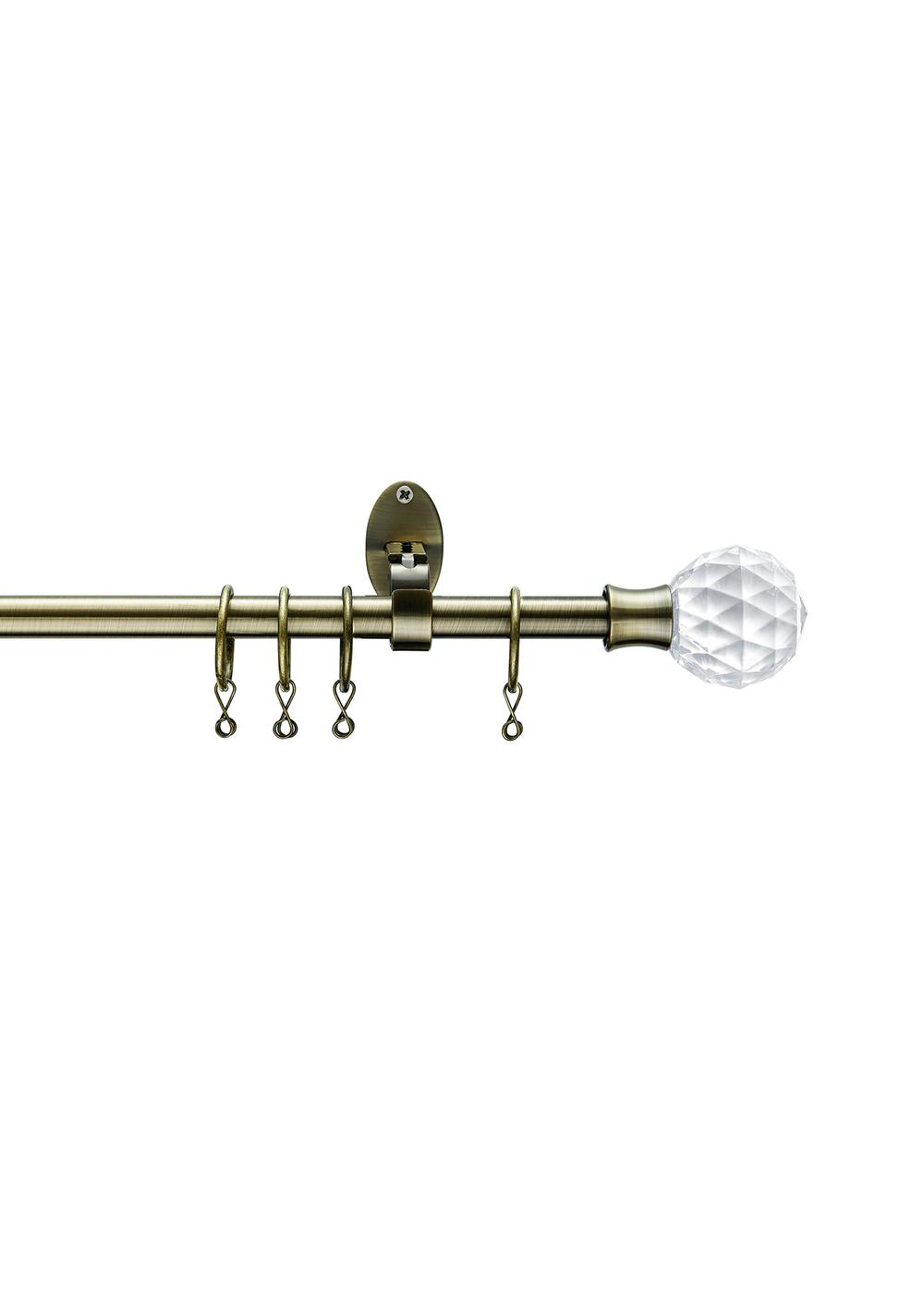 Little Black Book Antique Brass Extendable PS Faceted Ball Curtain Pole - 70-120cm Image 1
