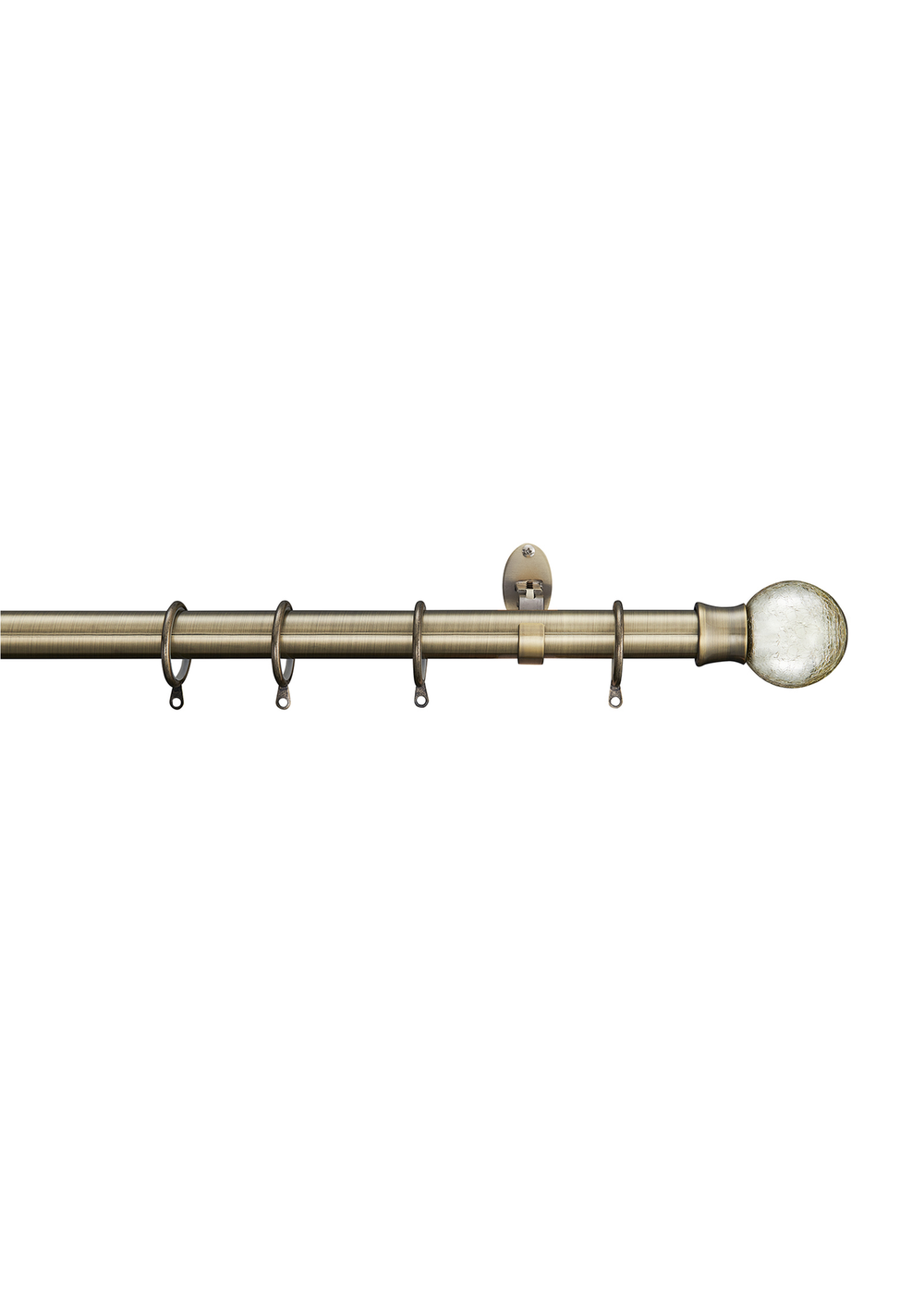 Little Black Book Antique Brass Extendable Metallic Crackle Glass Ball Curtain Pole - 70-120cm Image 1