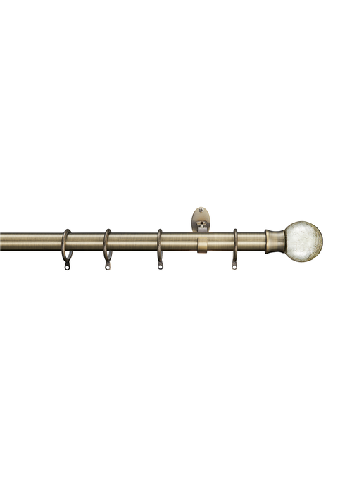 Little Black Book Antique Brass Extendable Metallic Crackle Glass Ball Curtain Pole - 70-120cm Image 1
