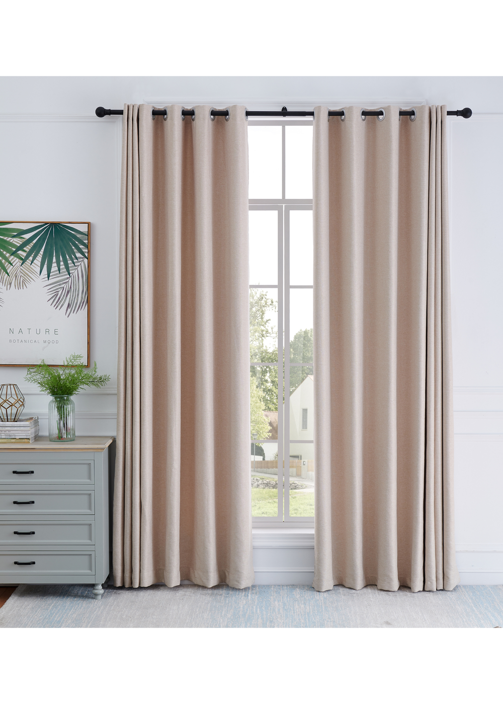 Little Black Book Matt Black Extendable Ball Eyelet Curtain Pole - 70-120cm Image 2