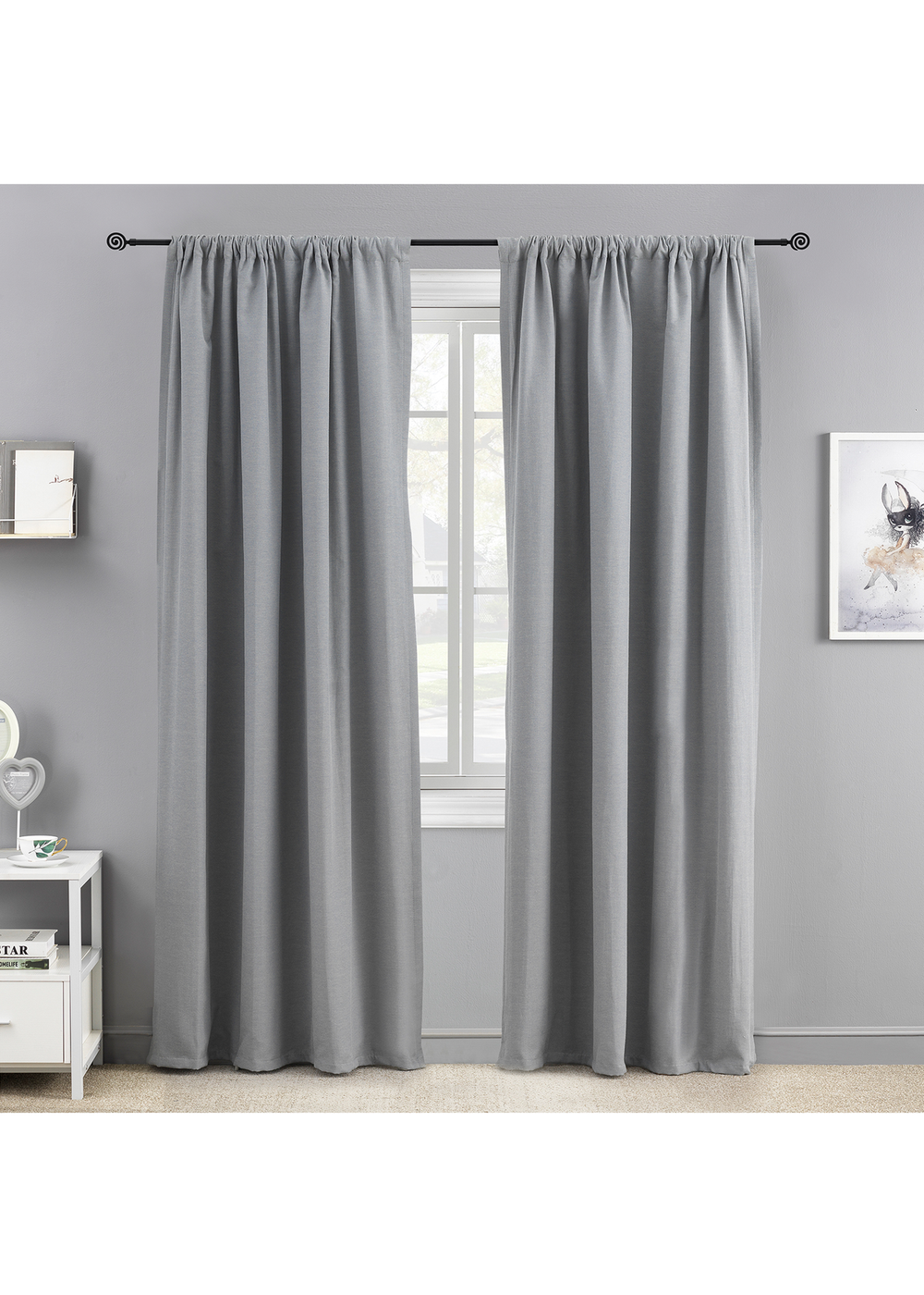 Little Black Book Matt Black Extendable Swirl Curtain Pole - 70-120cm Image 2