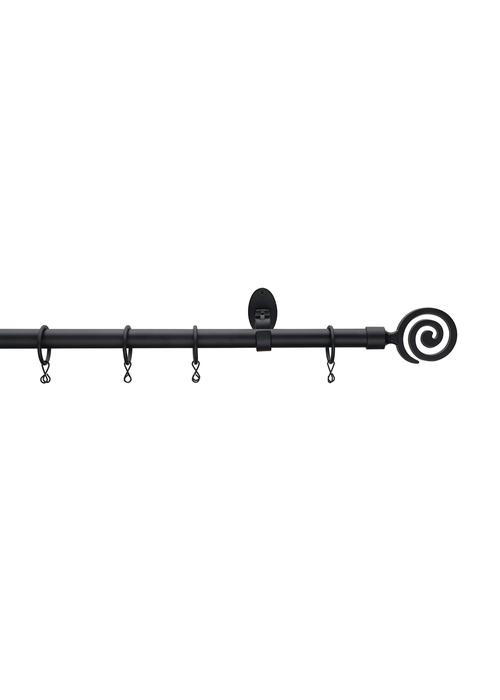 Little Black Book Matt Black Extendable Swirl Curtain Pole - 70-120cm Image 1