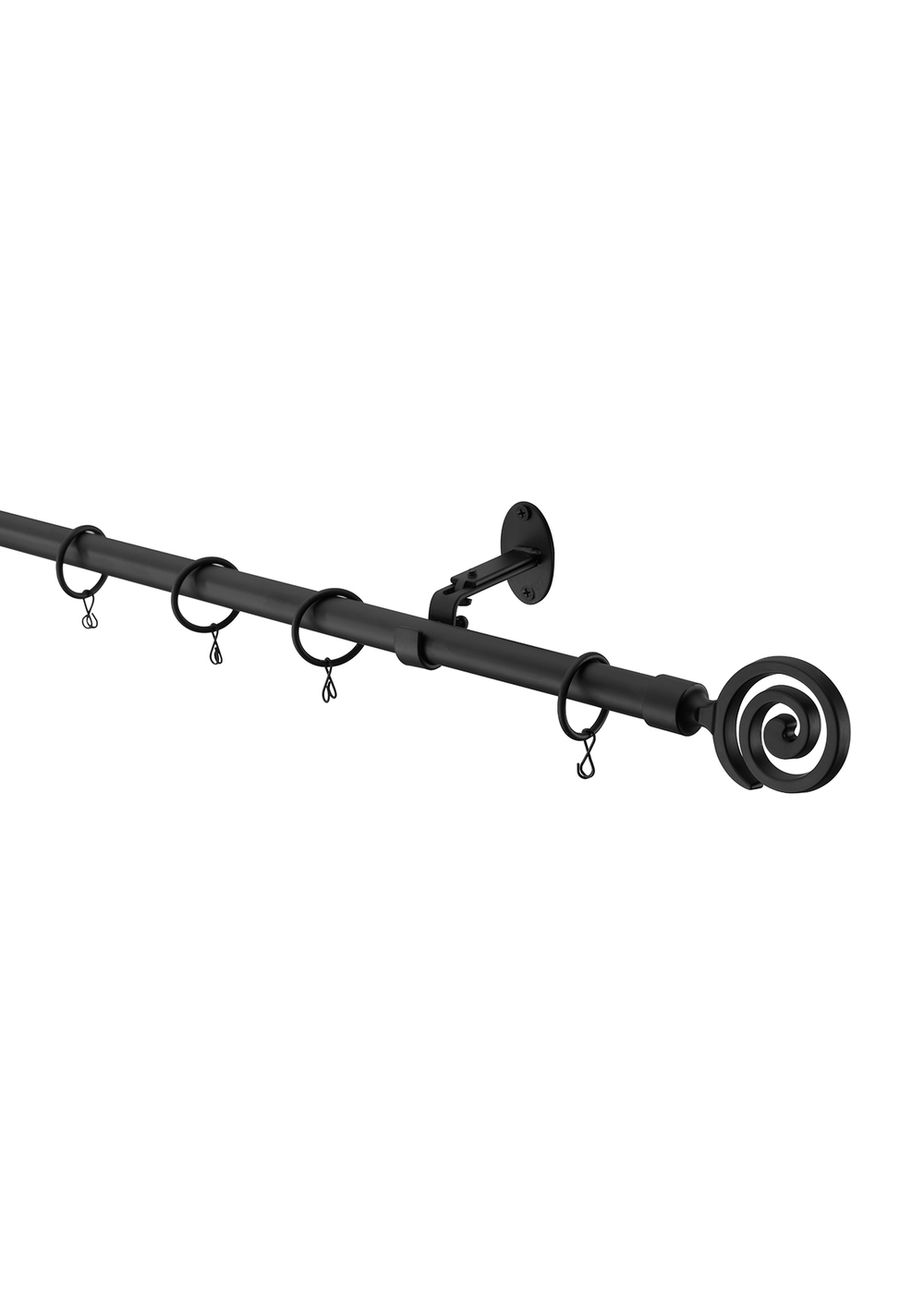 Little Black Book Matt Black Extendable Swirl Curtain Pole - 70-120cm Image 3