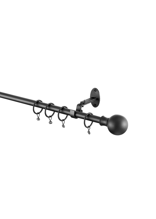 Little Black Book Matt Black Extendable Ball Curtain Pole - 70-120cm Image 3