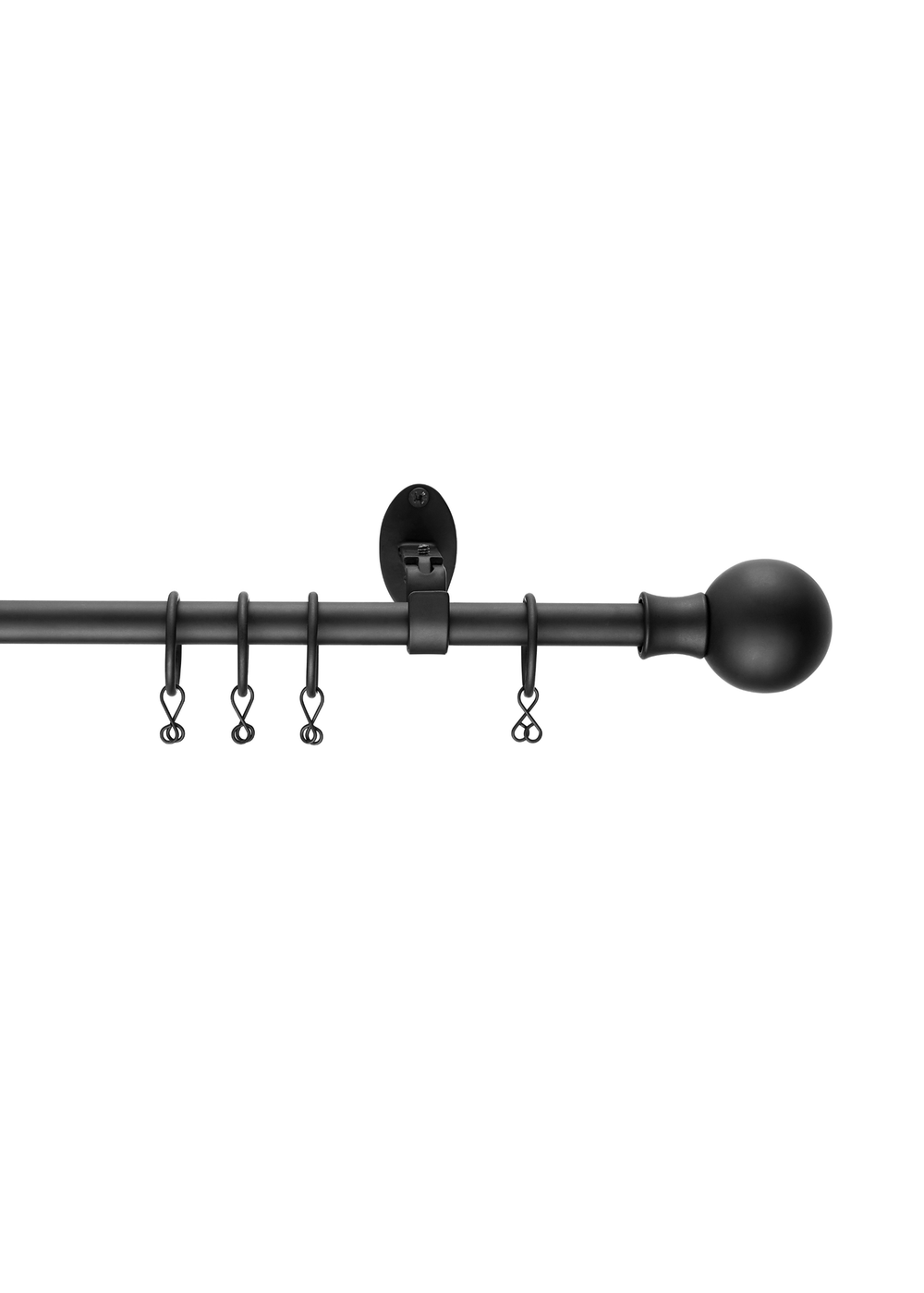 Little Black Book Matt Black Extendable Ball Curtain Pole - 70-120cm Image 1