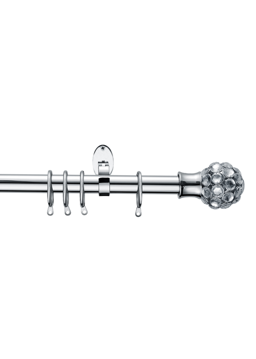Little Black Book Chrome Extendable Jewelled Ball Curtain Pole - 110-300cm Image 1