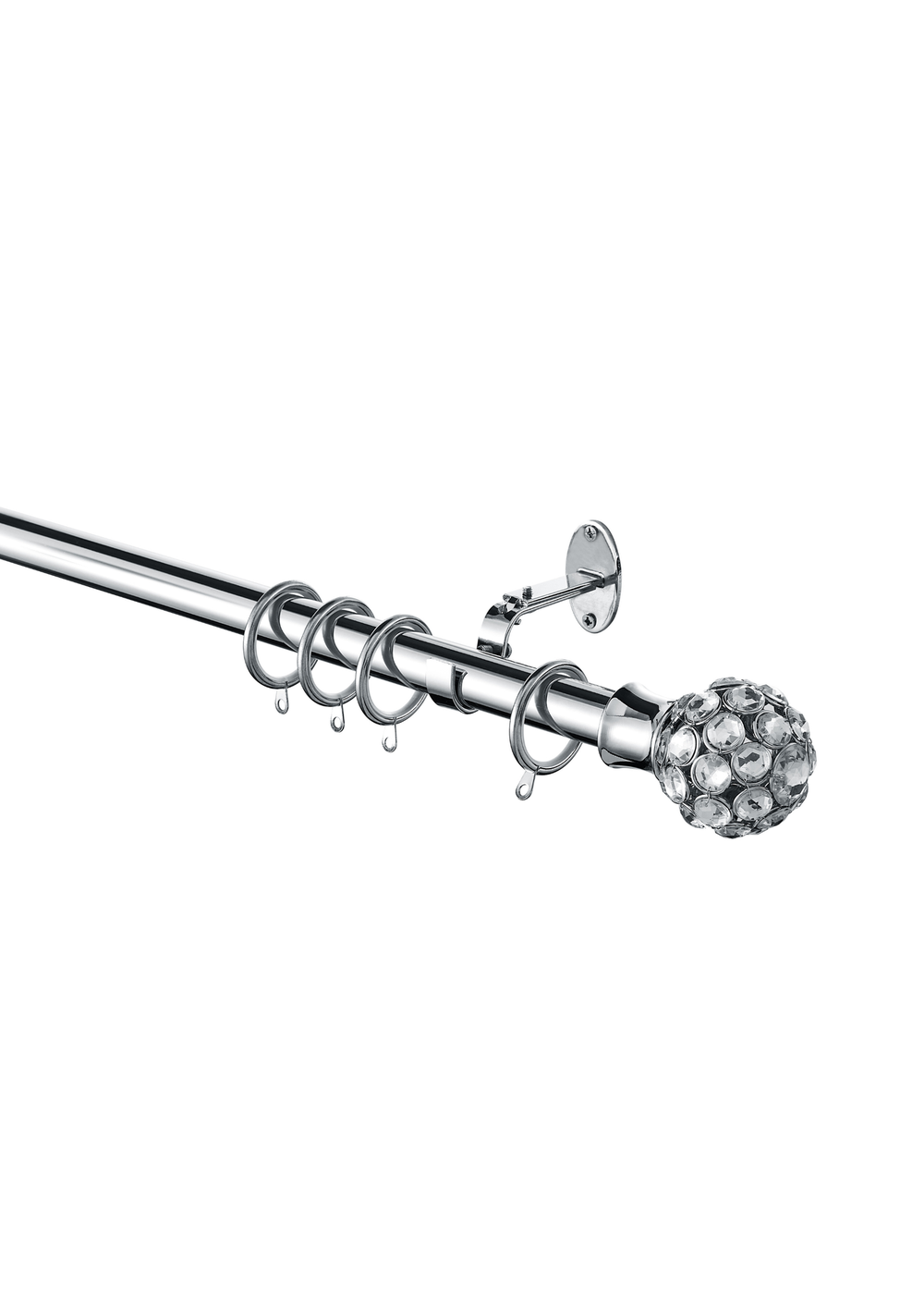 Little Black Book Chrome Extendable Jewelled Ball Curtain Pole - 110-300cm Image 3
