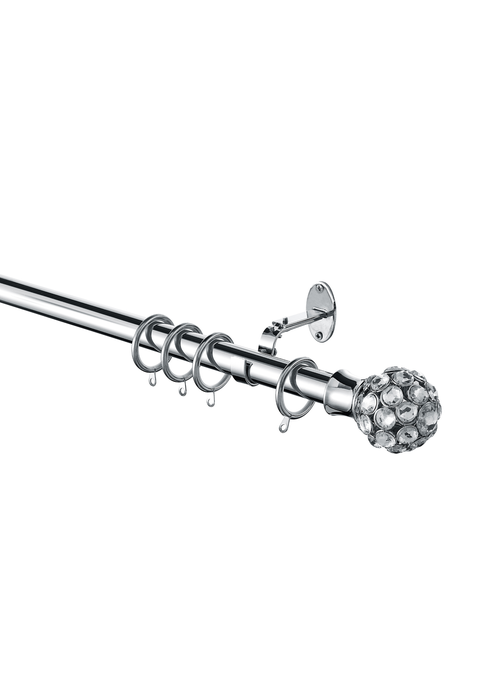 Little Black Book Chrome Extendable Jewelled Ball Curtain Pole - 110-300cm Image 3