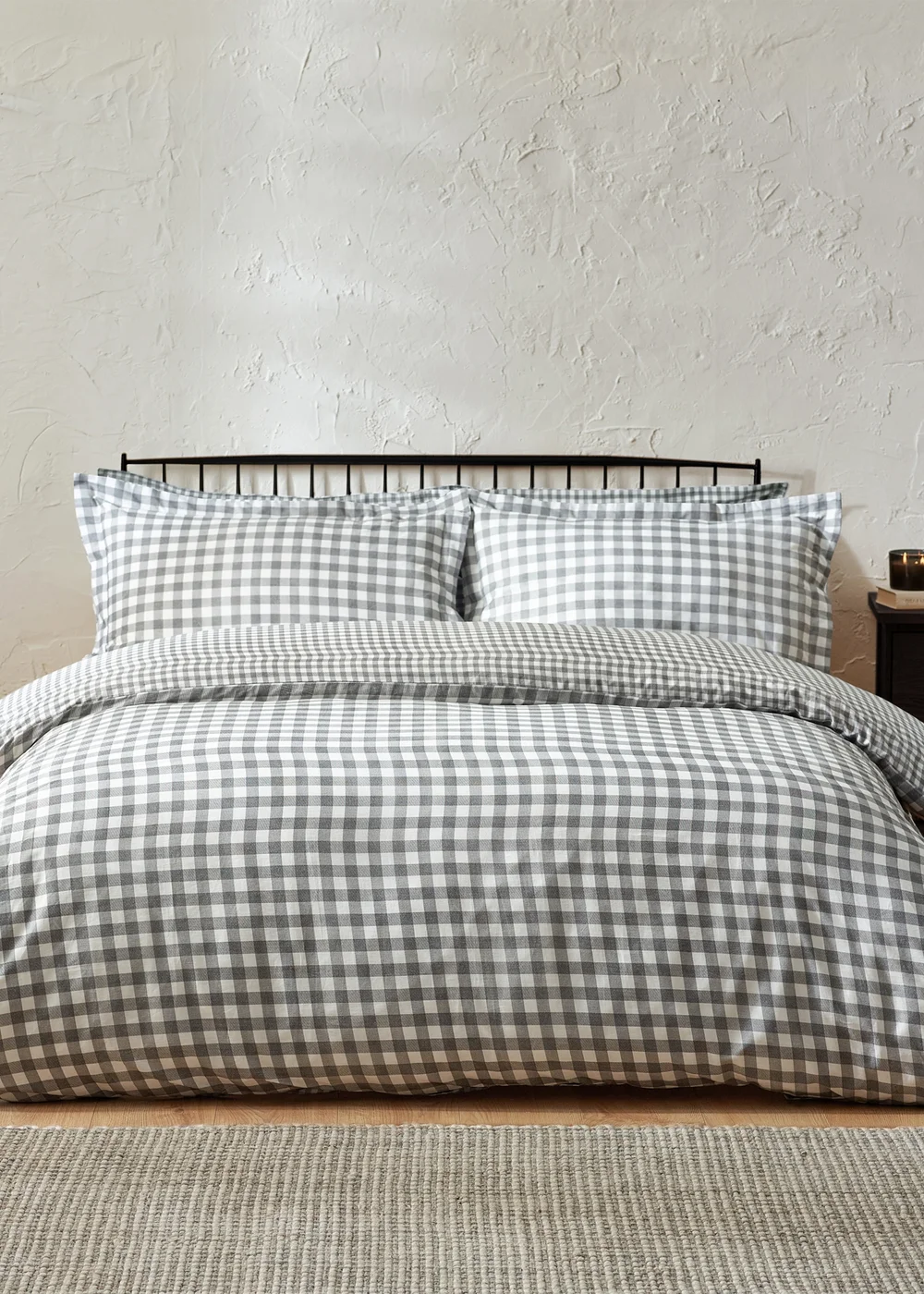 Yard Barton Gingham Check Grey Duvet Cover Set - Double Image 4
