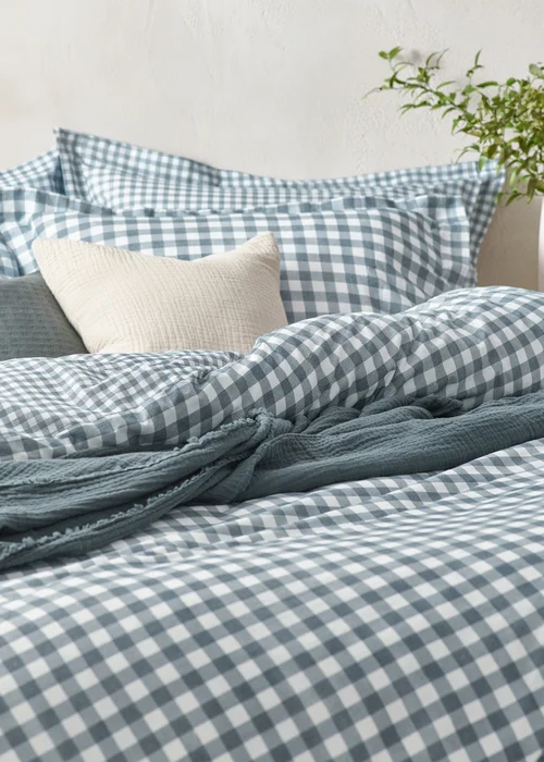Yard Barton Gingham Check Navy Duvet Cover Set - Single Image 2
