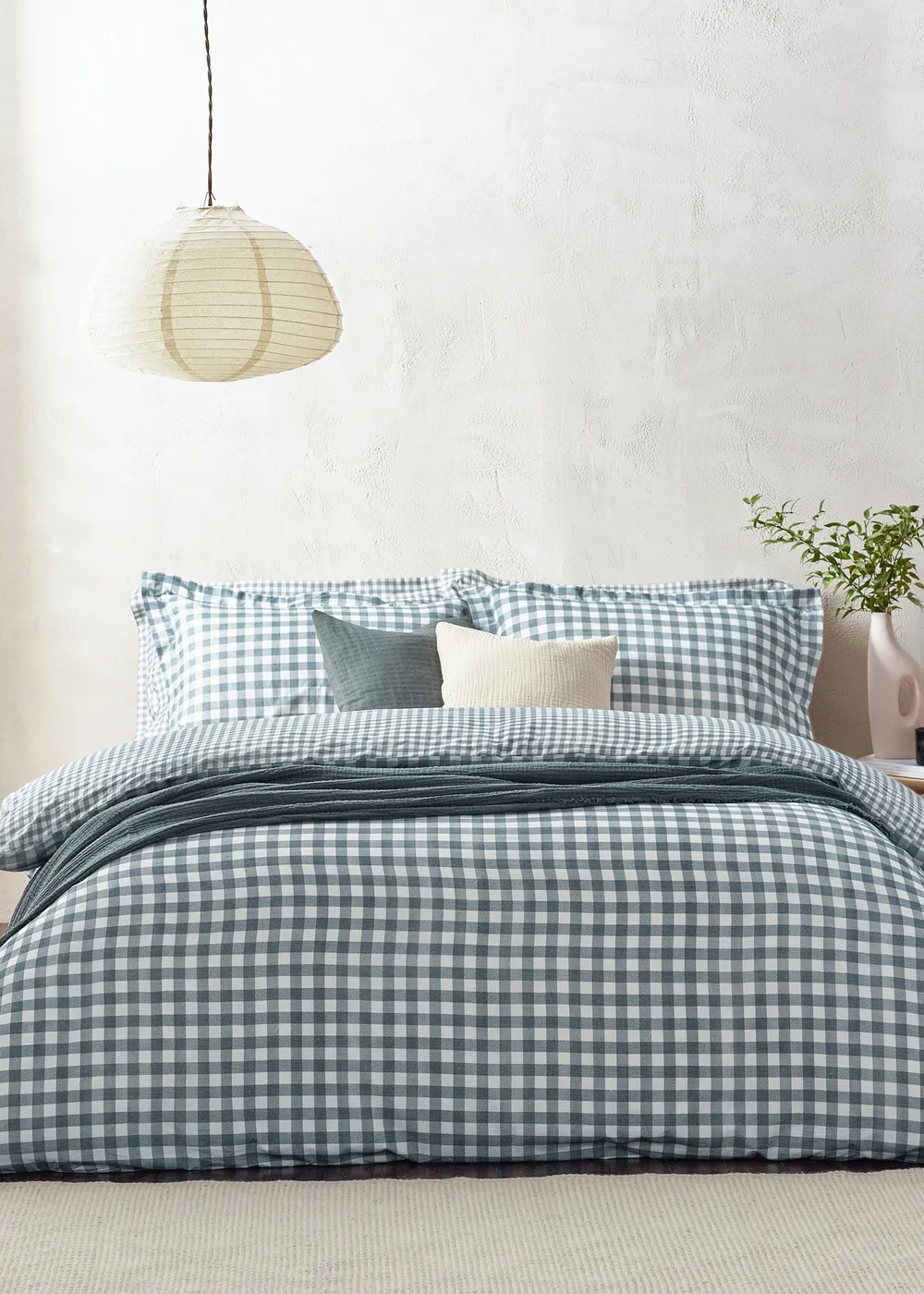 Yard Barton Gingham Check Navy Duvet Cover Set - Single Image 1