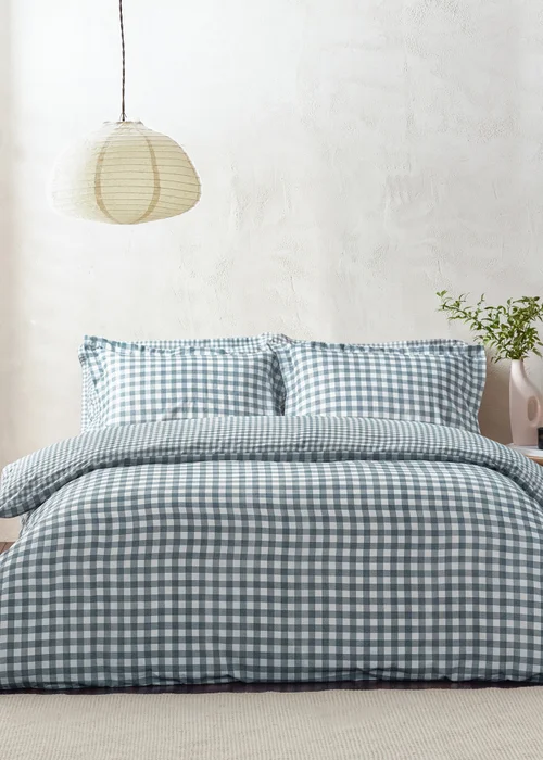 Yard Barton Gingham Check Navy Duvet Cover Set - Single Image 4