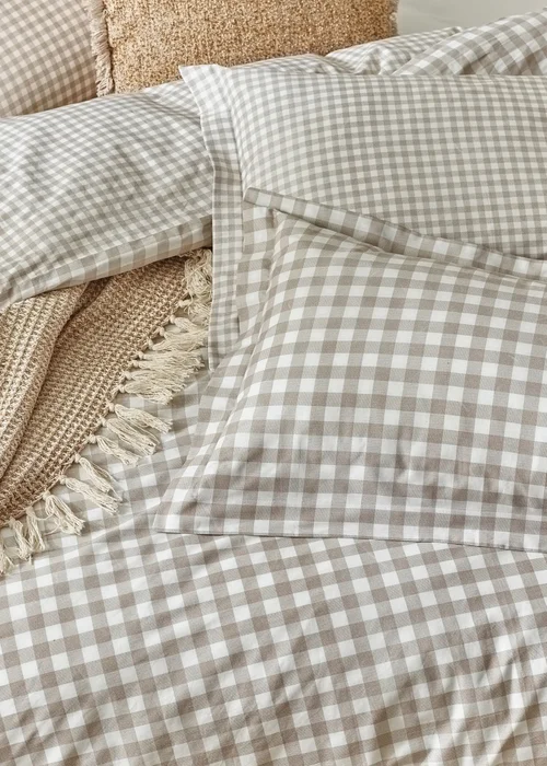 Yard Barton Gingham Check Natural Duvet Cover Set - Single Image 3