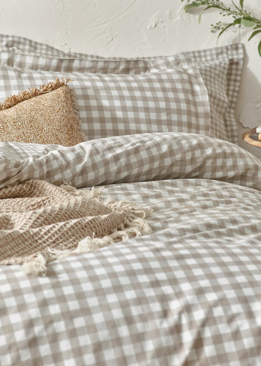 Yard Barton Gingham Check Natural Duvet Cover Set - Single Image 2