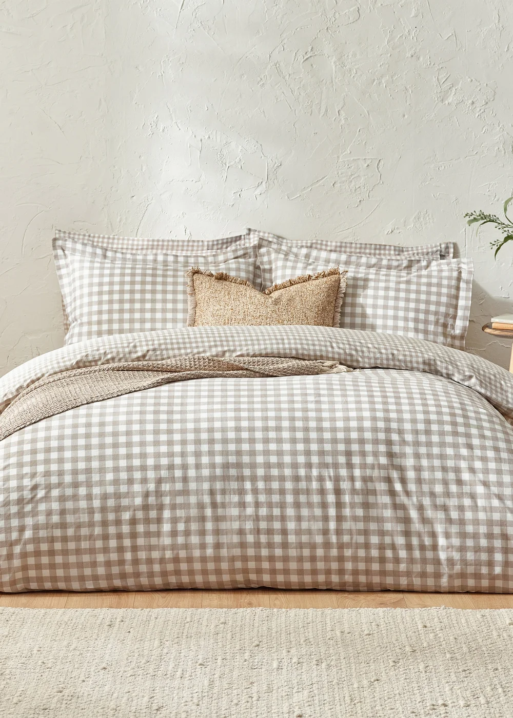 Yard Barton Gingham Check Natural Duvet Cover Set - Single Image 1