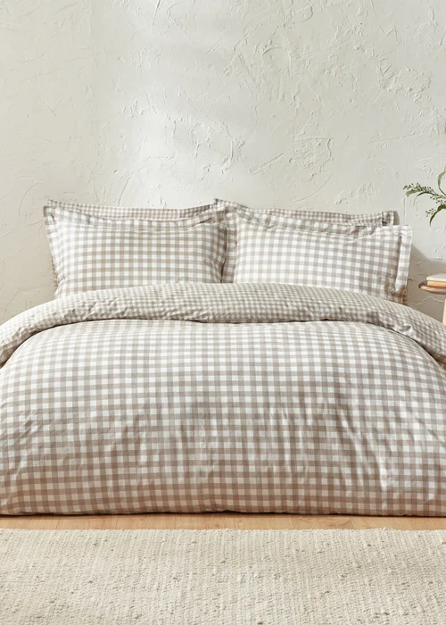 Yard Barton Gingham Check Natural Duvet Cover Set - Single Image 4