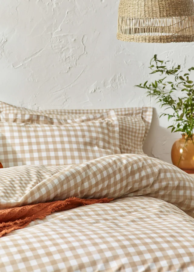 Yard Barton Gingham Check Biscuit Duvet Cover Set