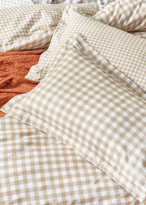 Yard Barton Gingham Check Biscuit Duvet Cover Set - Single Image 3