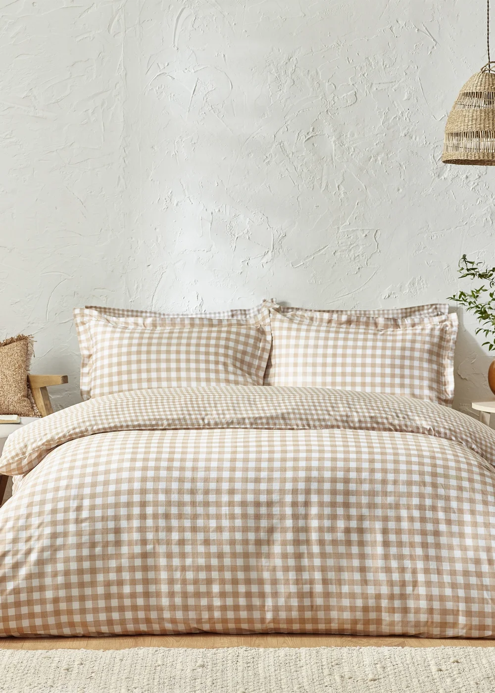 Yard Barton Gingham Check Biscuit Duvet Cover Set - Single Image 4